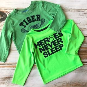 Green Long Sleeve 2 Piece Tops Bundle 2T